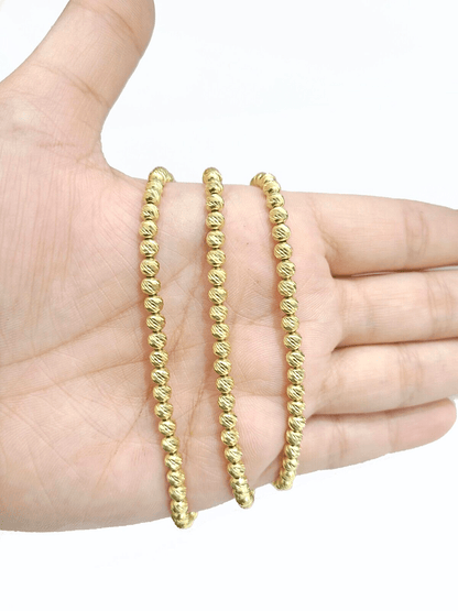 Real 10k Yellow Gold Necklace 4mm Moon Cut Chain 22'' inches Unisex - Reva Jeweler