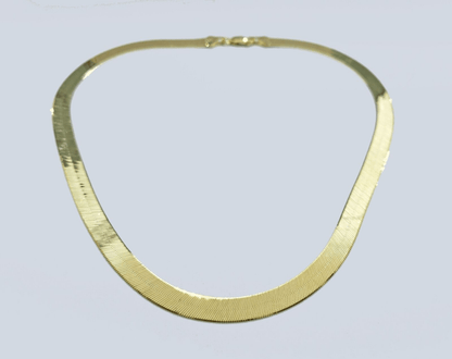 Real 10k Yellow Gold Necklace 8mm Herringbone Chain 18'' inches Unisex - GoldenlinQ