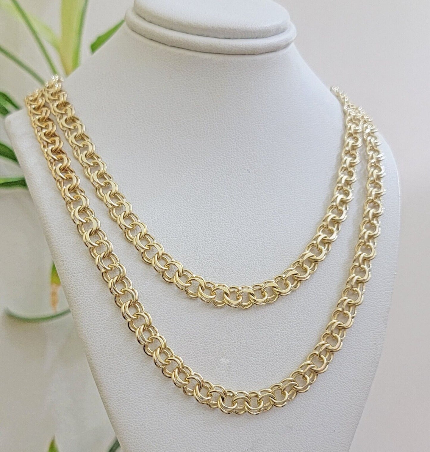 Real 10k Yellow Gold Necklace Chain Chino Link 6mm SOLID 18 - 26 Inch Mens 10Kt - Reva Jeweler