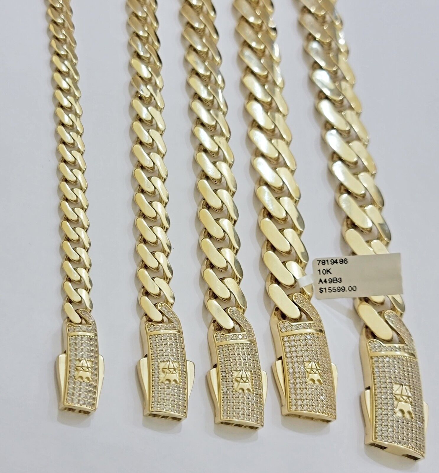 Real 10k Yellow Gold Necklace Link Chain Royal Cuban 7mm - 15mm 20 22 24 26 Inch - Reva Jeweler