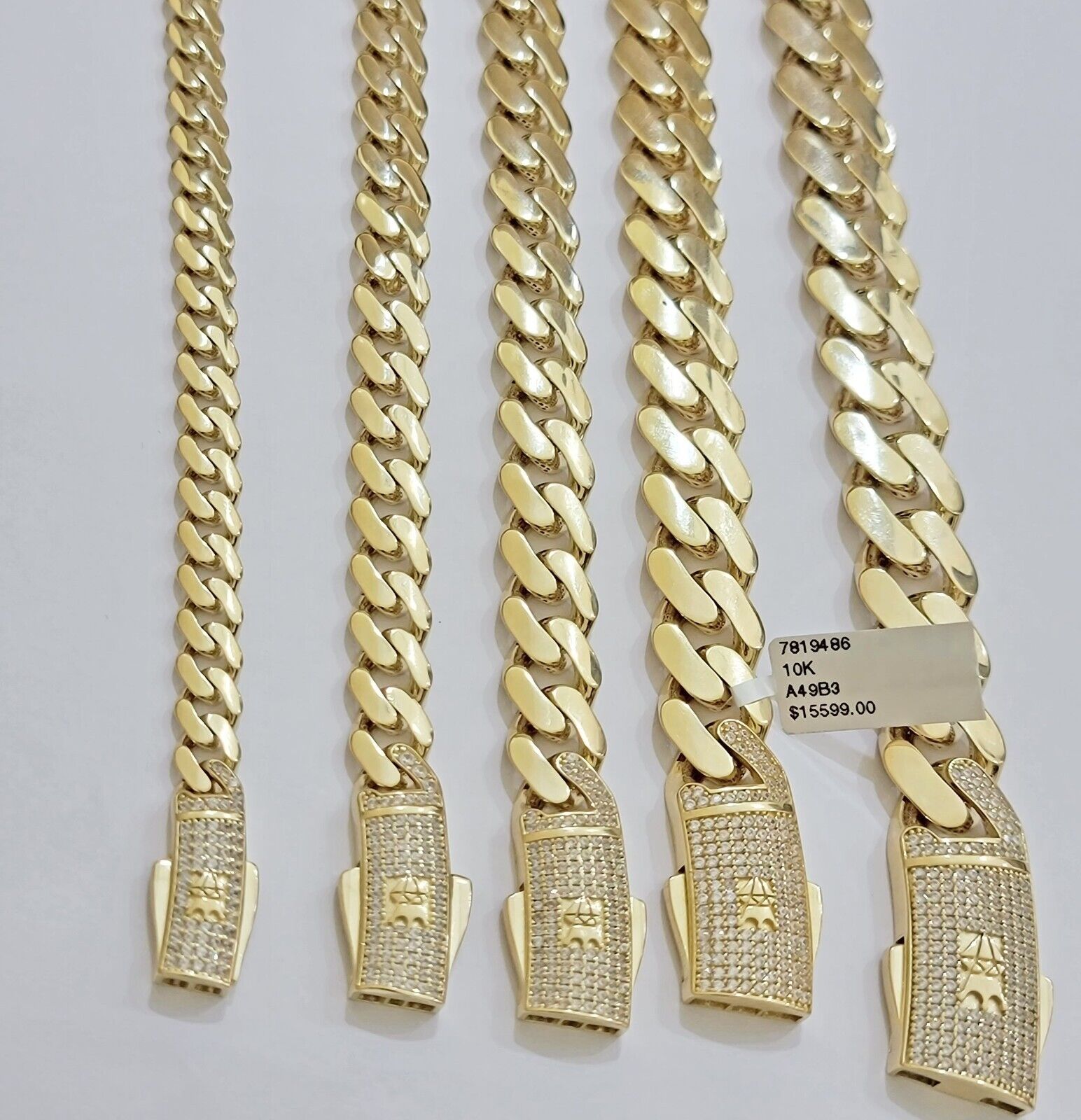 Real 10k Yellow Gold Necklace Link Chain Royal Cuban 7mm - 15mm 20 22 24 26 Inch - Reva Jeweler