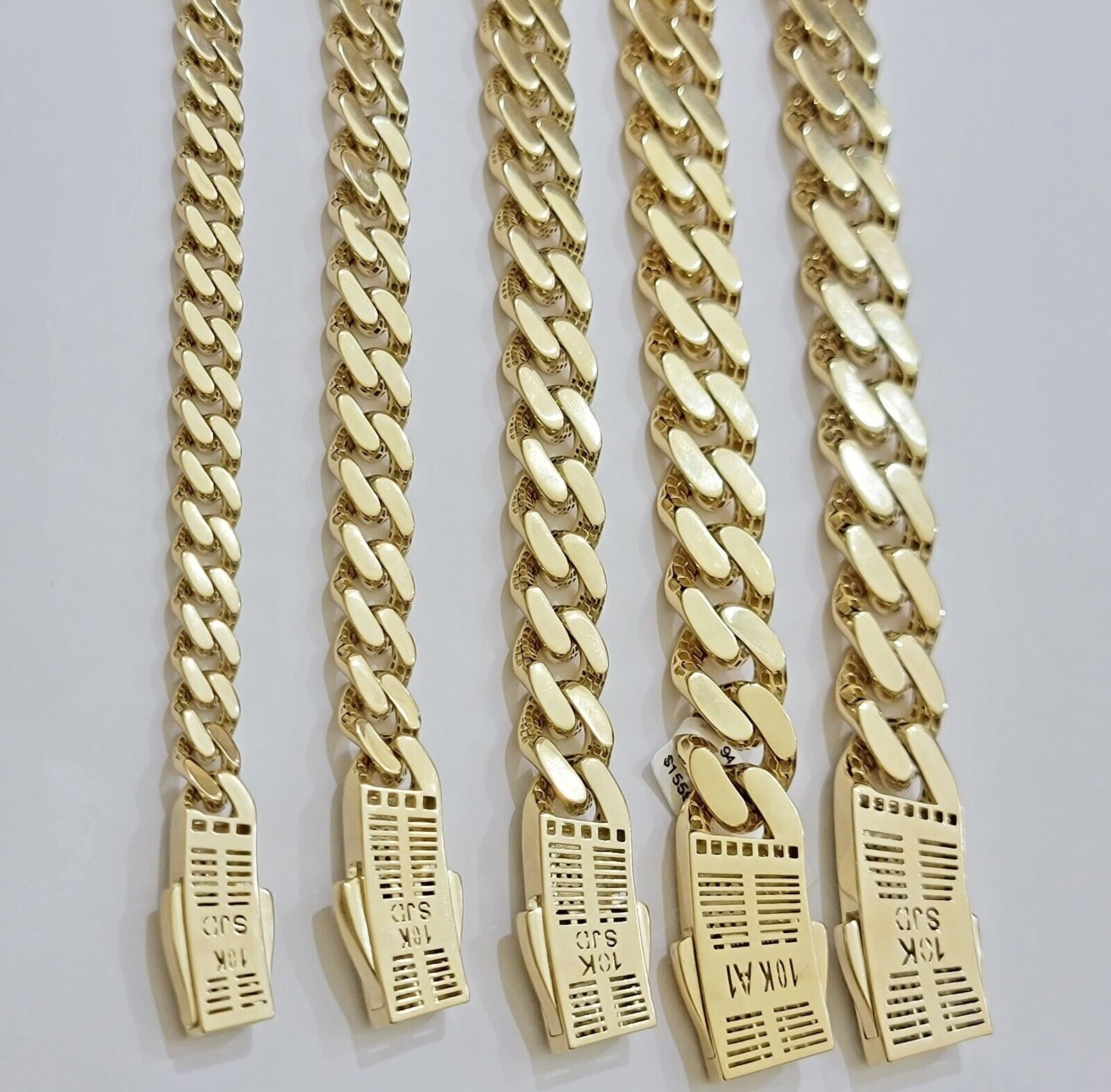 Real 10k Yellow Gold Necklace Link Chain Royal Cuban 7mm - 15mm 20 22 24 26 Inch - Reva Jeweler