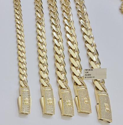 Real 10k Yellow Gold Necklace Link Chain Royal Cuban 7mm - 15mm 20 22 24 26 Inch - Reva Jeweler