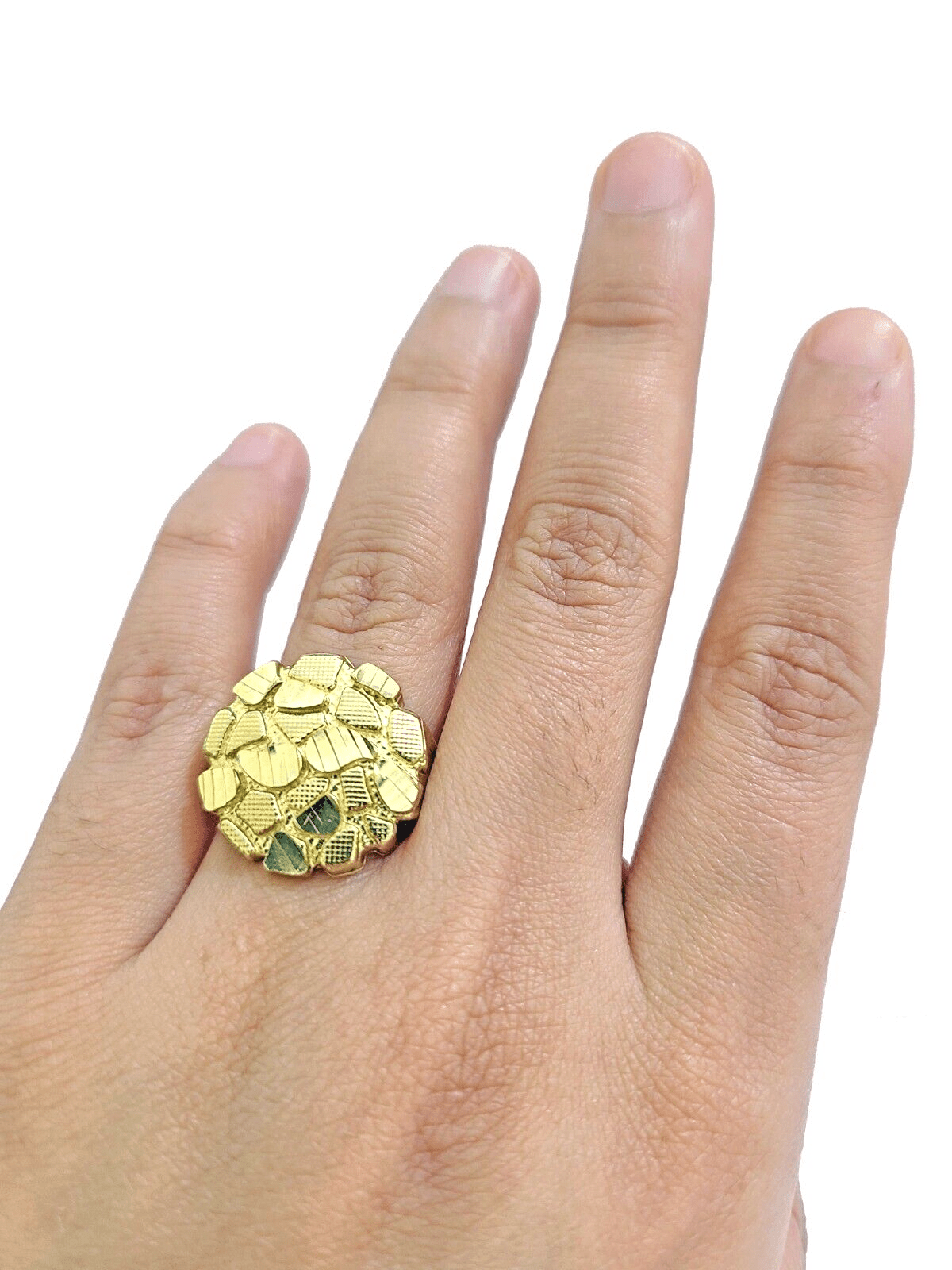 Real 10k Yellow Gold Nugget Ring Band size 10.5 10kt gold - GoldenlinQ