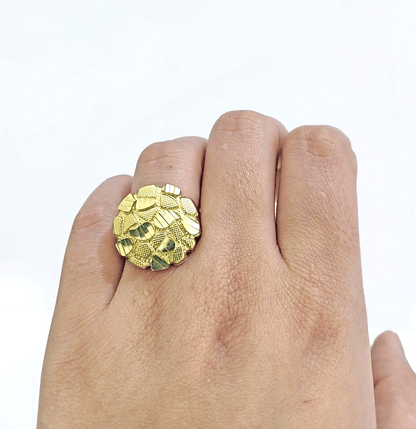 Real 10k Yellow Gold Nugget Ring Band size 10.5 10kt gold - GoldenlinQ