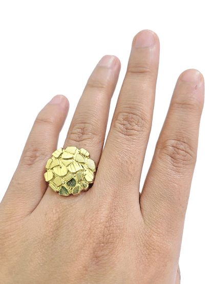 Real 10k Yellow Gold Nugget Ring Band size 10.5 10kt gold - Reva Jeweler