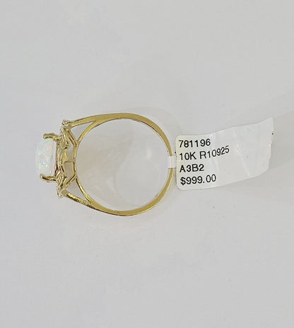 REAL 10K Yellow Gold Opal Ring Band Style Rings Women Genuine - Reva Jeweler
