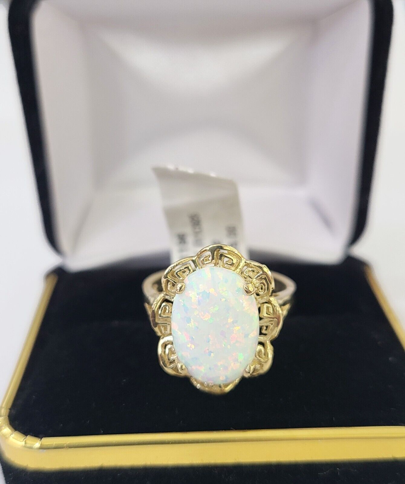 REAL 10K Yellow Gold Opal Ring Band Style Rings Women Genuine - Reva Jeweler