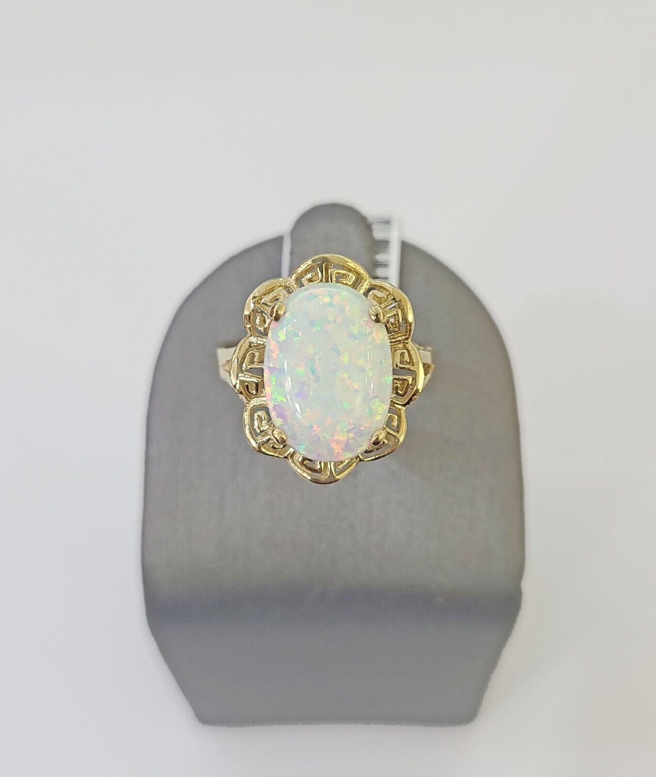 REAL 10K Yellow Gold Opal Ring Band Style Rings Women Genuine - Reva Jeweler