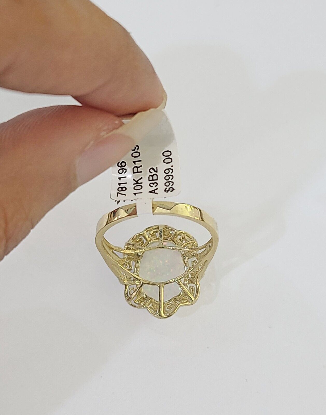 REAL 10K Yellow Gold Opal Ring Band Style Rings Women Genuine - Reva Jeweler