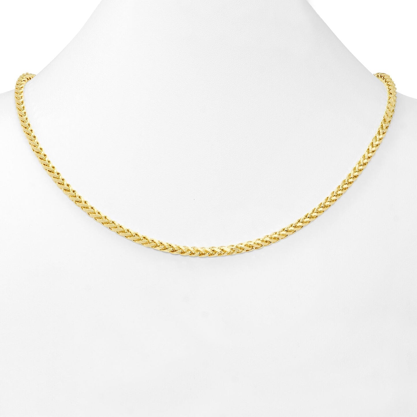 Real 10K Yellow Gold Palm Chain 4mm Necklace 20 - 26'' inch Lobster Lock Hollow - GoldenlinQ