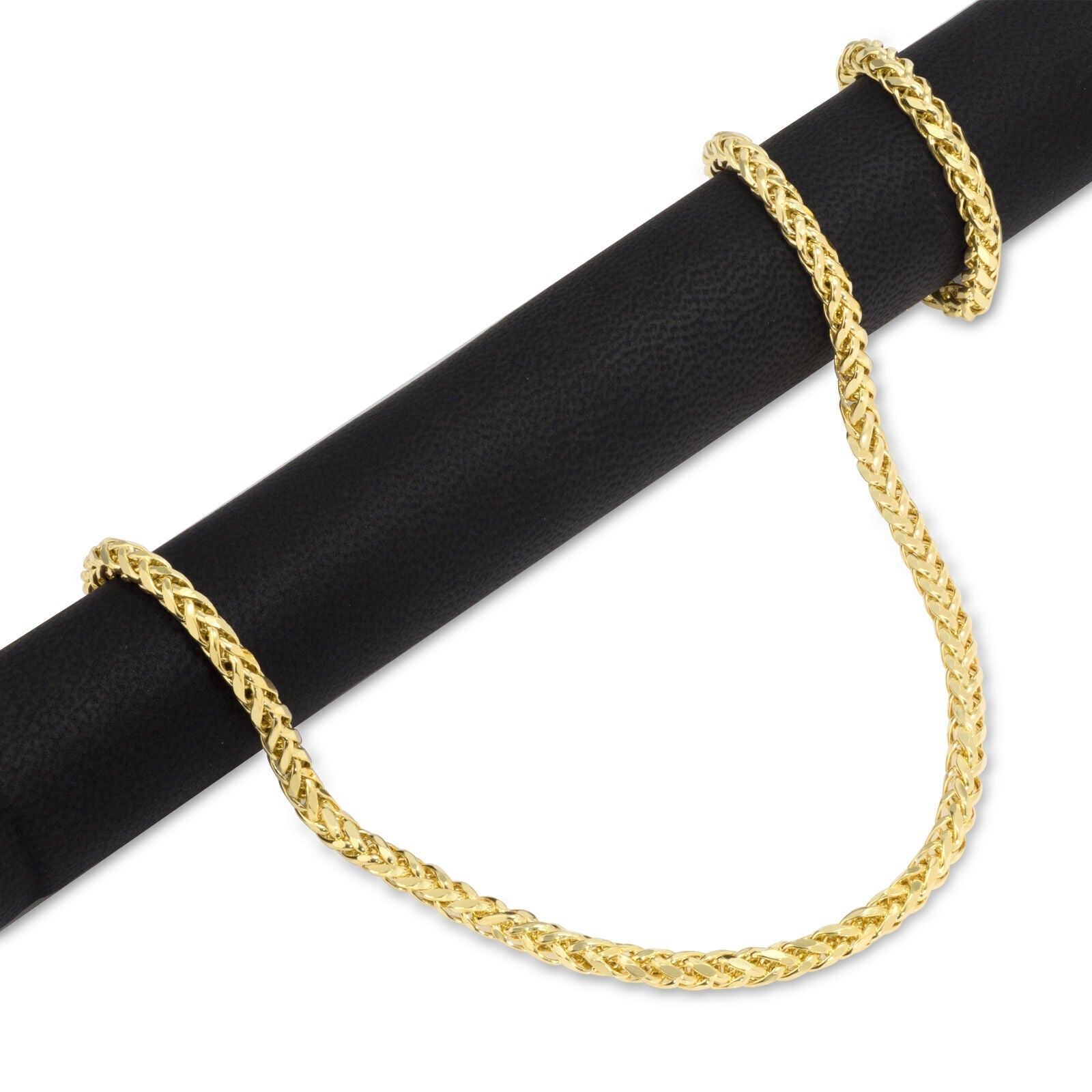 Real 10K Yellow Gold Palm Chain 4mm Necklace 20 - 26'' inch Lobster Lock Hollow - GoldenlinQ