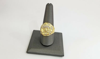 Real 10K Yellow Gold Ring Head Pinky Casual size 10 sizable - Reva Jeweler