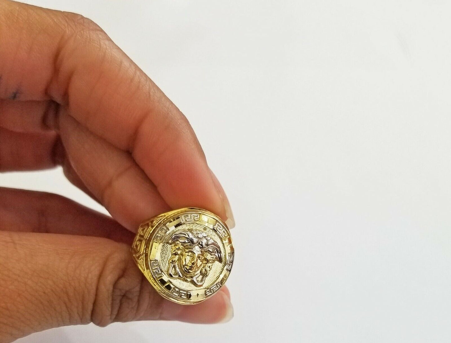 Real 10K Yellow Gold Ring Head Pinky Casual size 9 Mens Ring - Reva Jeweler