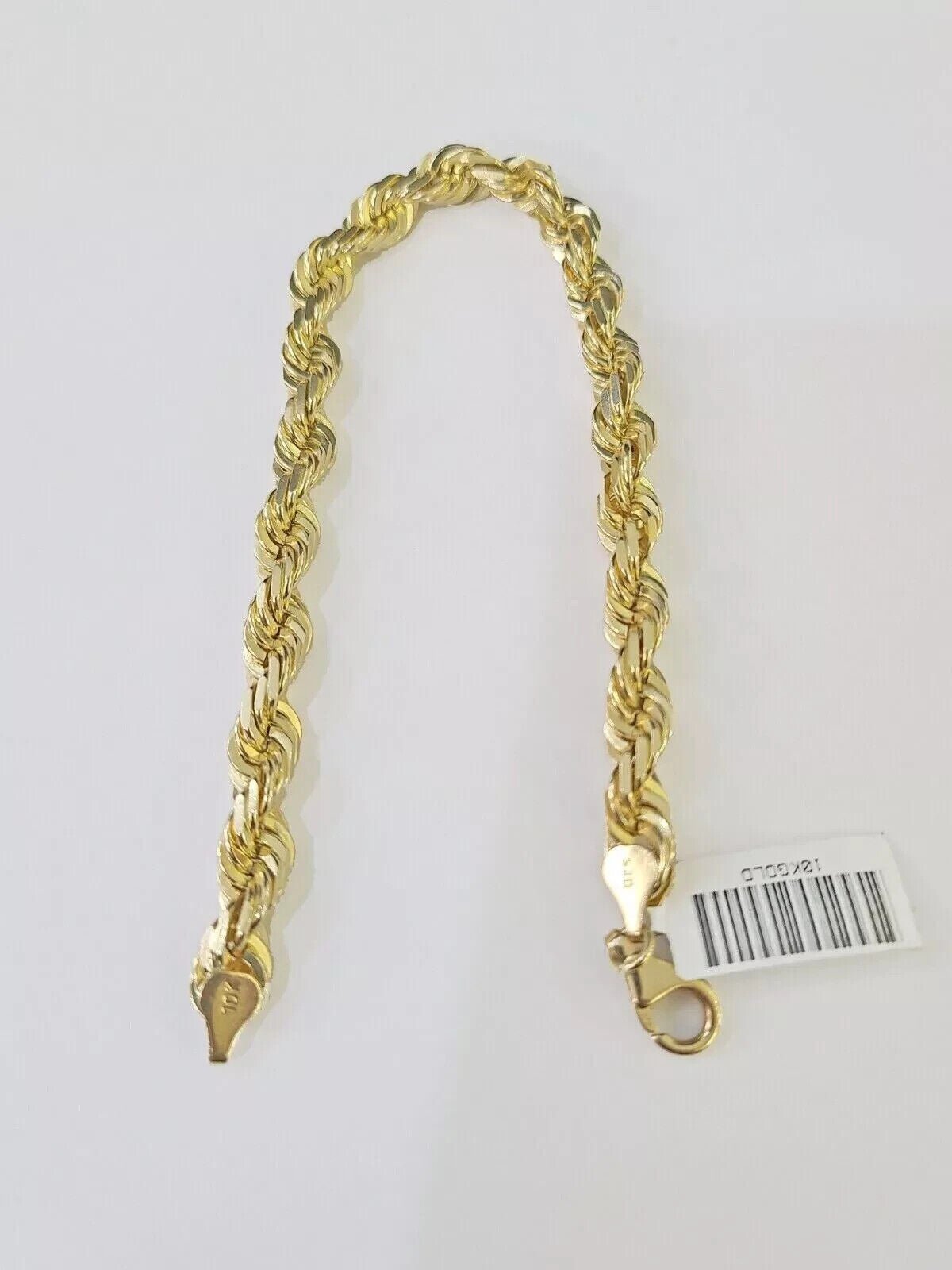 Real 10k Yellow Gold Rope Bracelet 8 Inch 5mm SOLID Diamond Cuts Men Women 10KT - Reva Jeweler