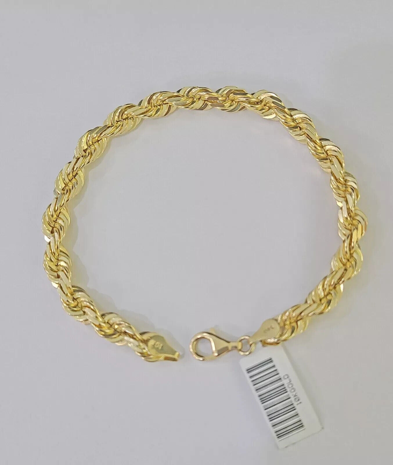 Real 10k Yellow Gold Rope Bracelet 9 Inch 5mm SOLID Diamond Cuts Men Women 10KT - Reva Jeweler