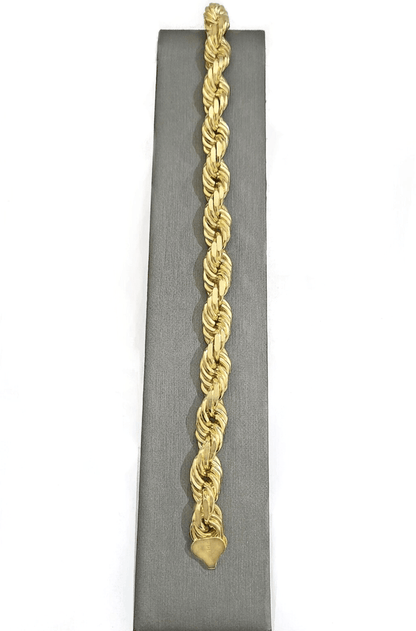 Real 10k Yellow Gold Rope Bracelet 9 Inch Solid Lobster Lock 10kt Mens HEAVY - Reva Jeweler