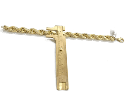 Real 10k Yellow Gold Rope Bracelet 9 Inch Solid Lobster Lock 10kt Mens HEAVY - Reva Jeweler