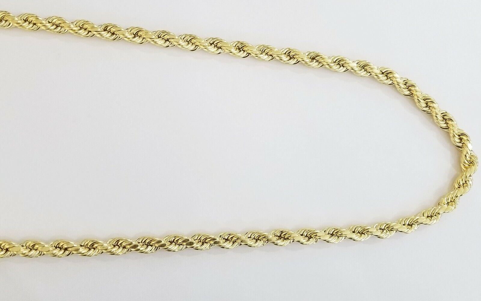 REAL 10k Yellow Gold Rope Chain 10mm 24" Men's thick necklace 10kt diamond cuts - Reva Jeweler