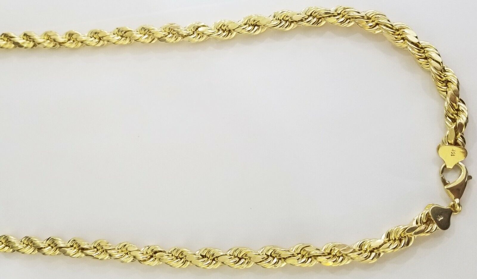 REAL 10k Yellow Gold Rope Chain 10mm 24" Men's thick necklace 10kt diamond cuts - Reva Jeweler