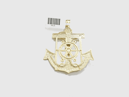 Real 10k Yellow Gold Rope Chain 22'' Necklace anchor cross charm pendant - Reva Jeweler