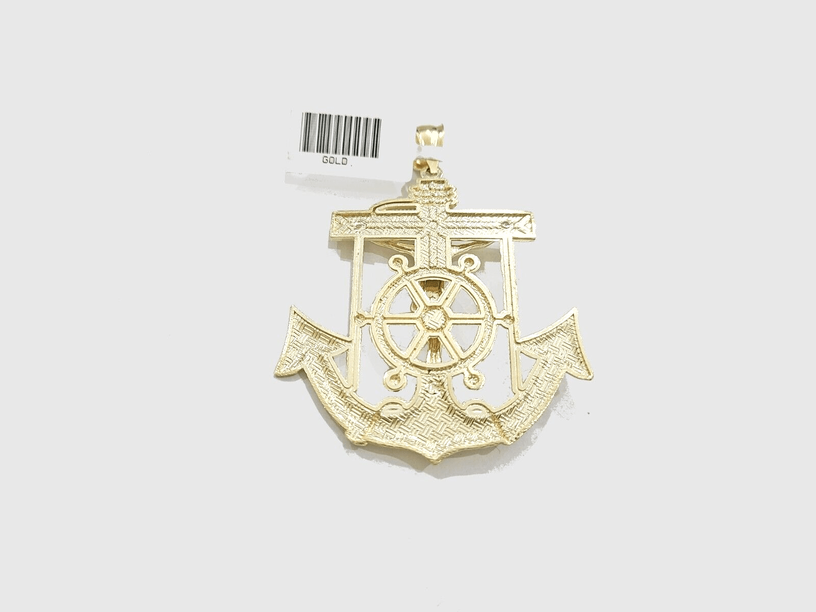 Real 10k Yellow Gold Rope Chain 22'' Necklace anchor cross charm pendant - GoldenlinQ