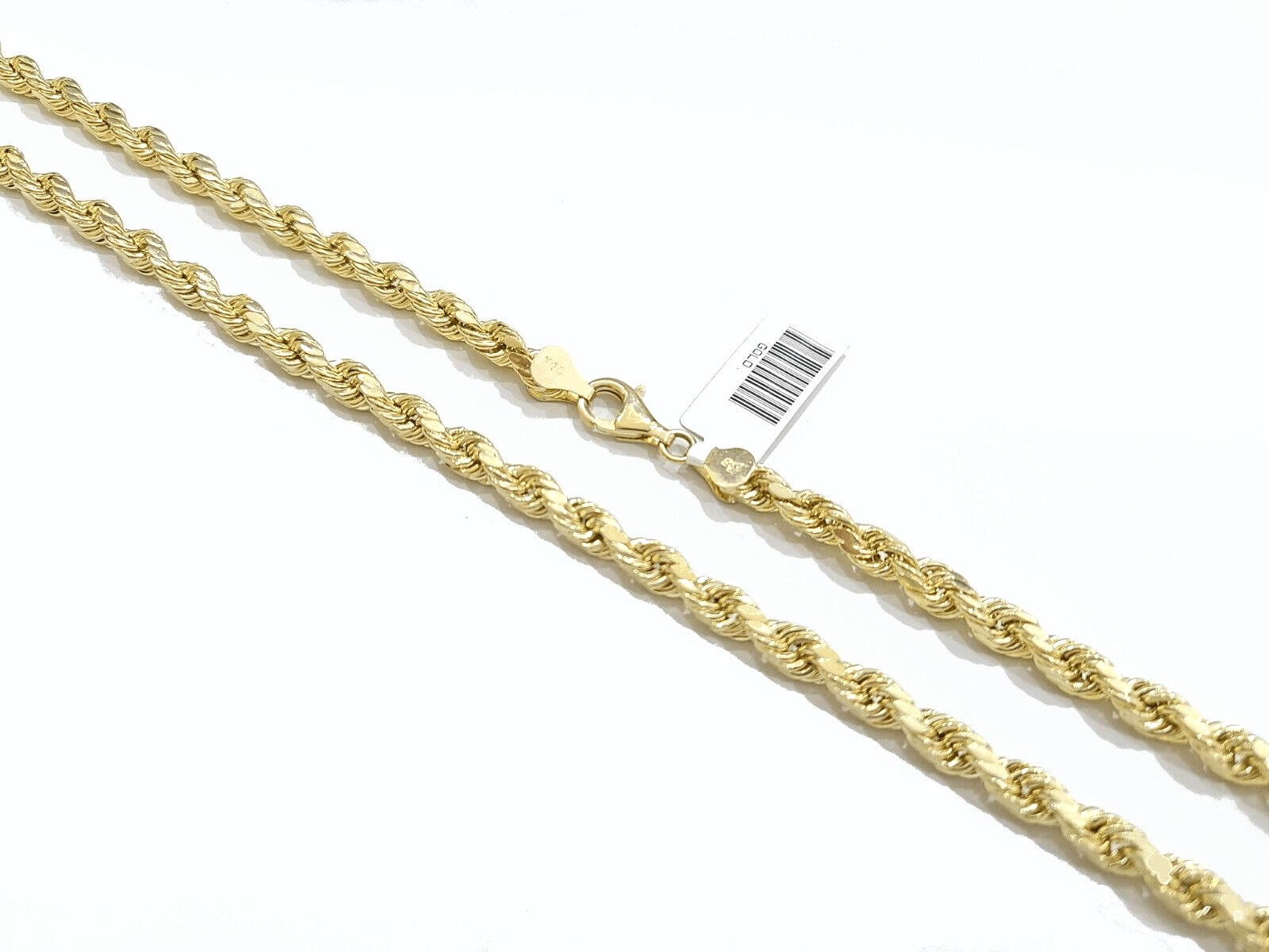 Real 10k Yellow Gold Rope Chain 22'' Necklace anchor cross charm pendant - Reva Jeweler