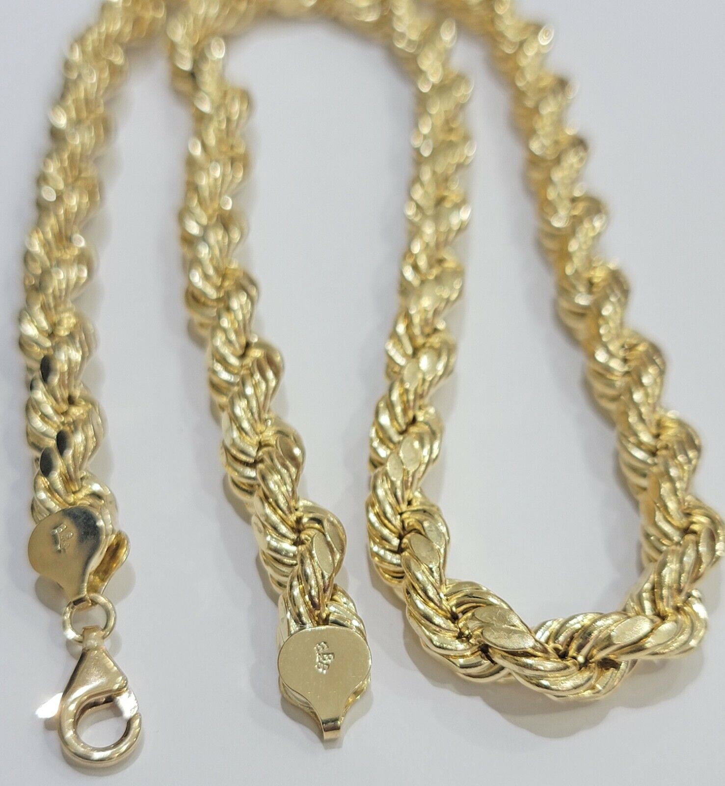 Real 10k Yellow Gold Rope Chain 28" Inch 8mm Thick Men's Necklace 10kt Gold - Reva Jeweler