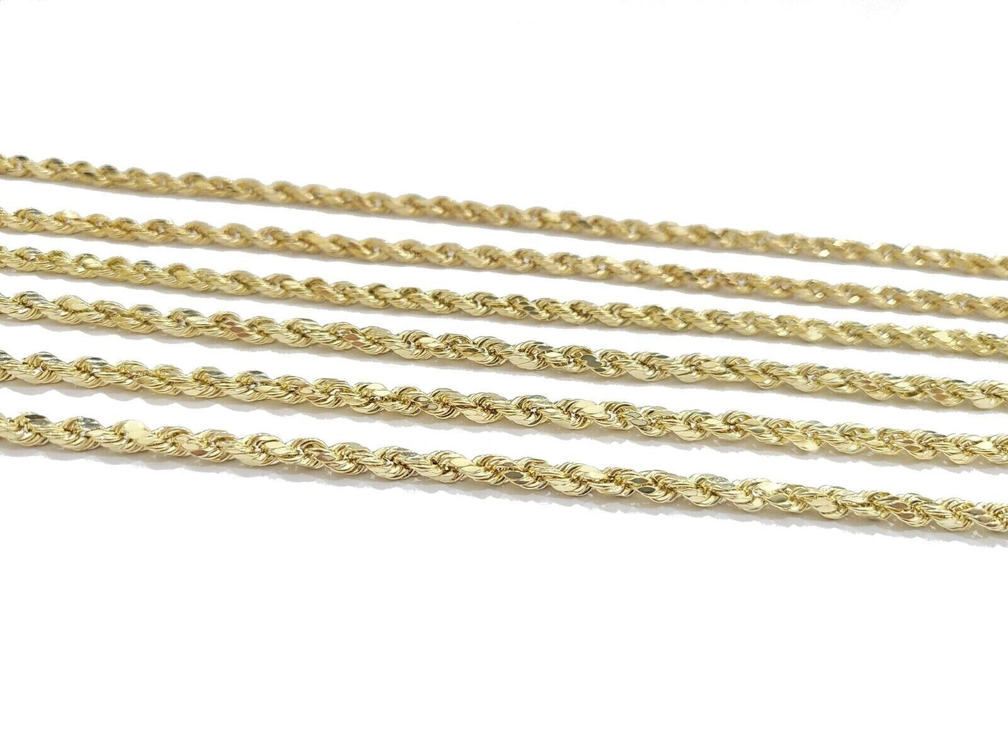 Real 10k Yellow Gold Rope Chain 3mm Necklace 16" - 28 Inch Diamond Cut men Women - Reva Jeweler