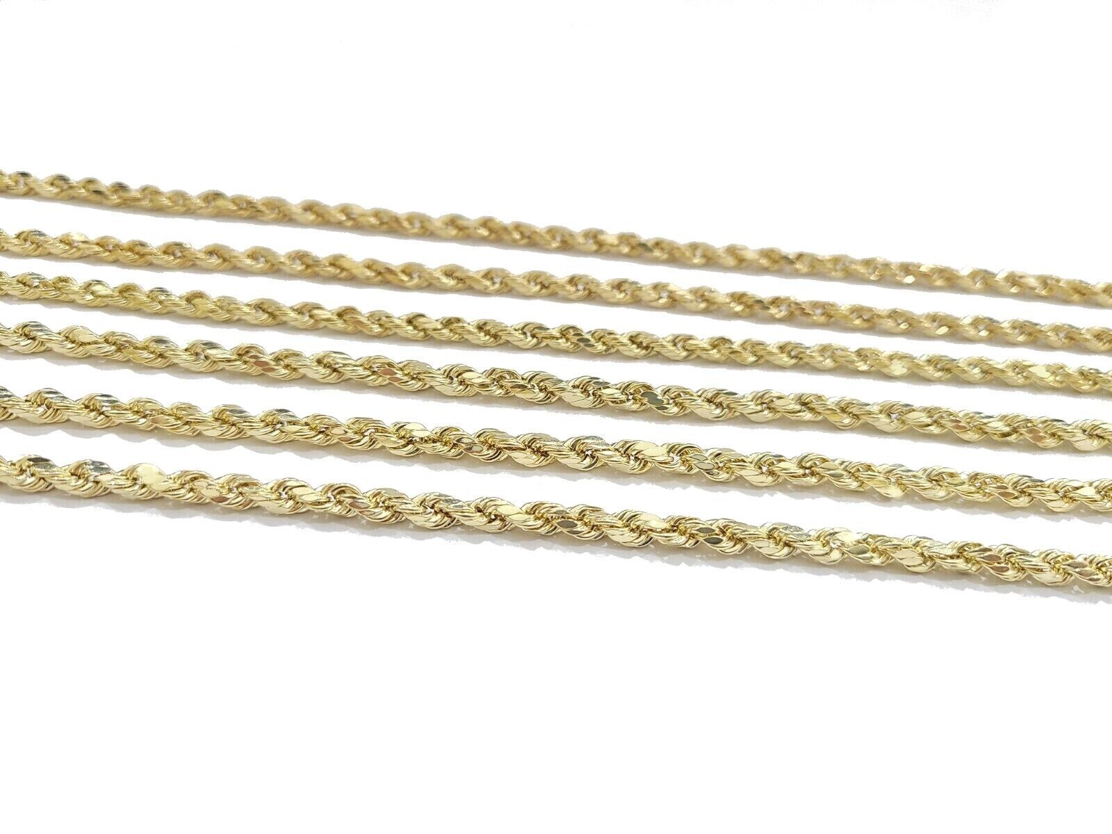 Real 10k Yellow Gold Rope Chain 3mm Necklace 16" - 28 Inch Diamond Cut men Women - Reva Jeweler