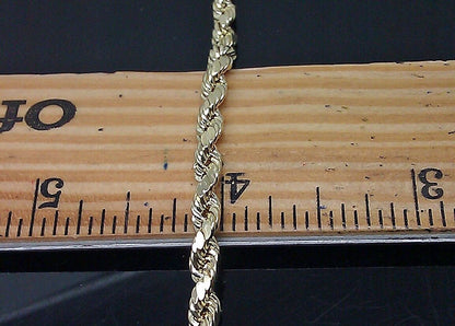 Real 10k Yellow Gold Rope Chain 4mm 18" Diamond Cut Necklace - Reva Jeweler