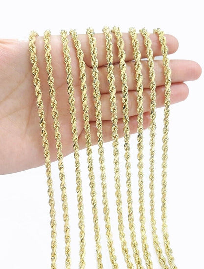 Real 10K Yellow Gold Rope Chain 4mm Necklace 16 - 30'' Inches Lobster Lock 10kt - GoldenlinQ