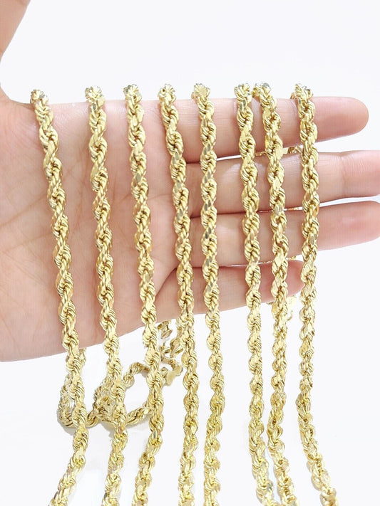 Real 10K Yellow Gold Rope Chain 6mm Necklace 20 - 30'' Inches Lobster Lock 10kt - GoldenlinQ