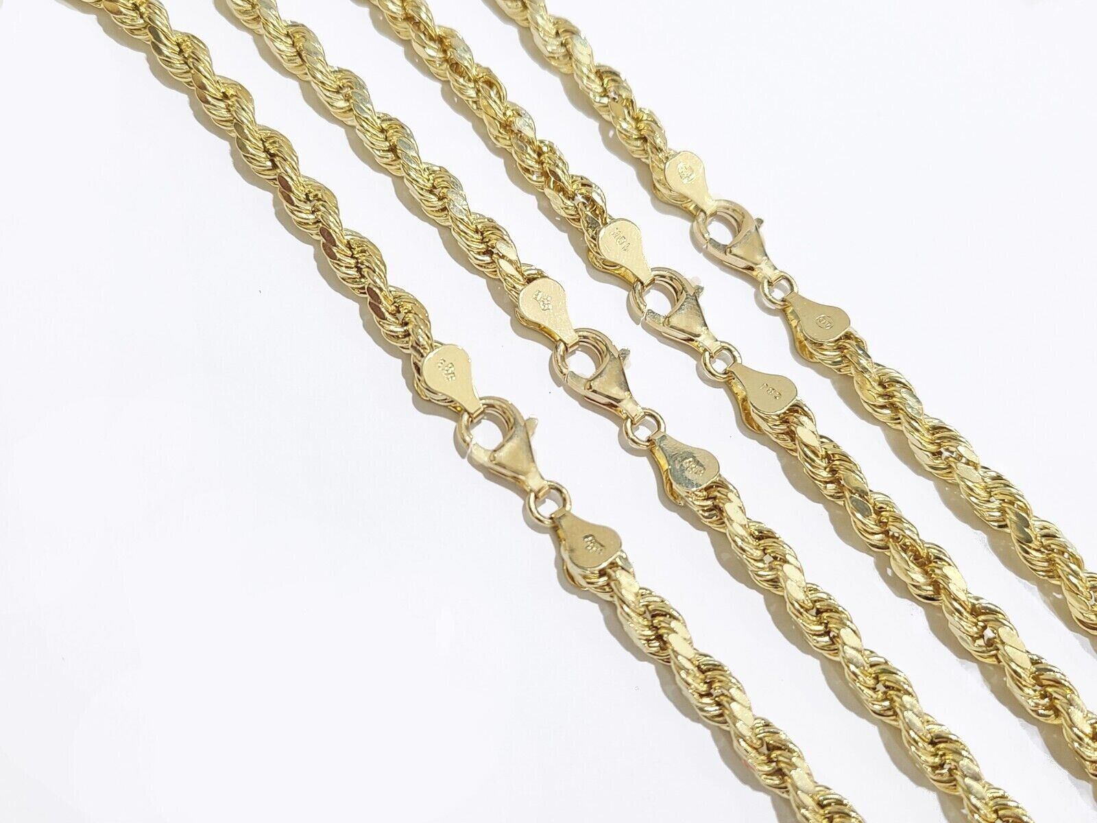 Real 10K Yellow Gold Rope Chain 6mm Necklace 20 in 22 in 24 in 26 in 28 in 30 in - Reva Jeweler