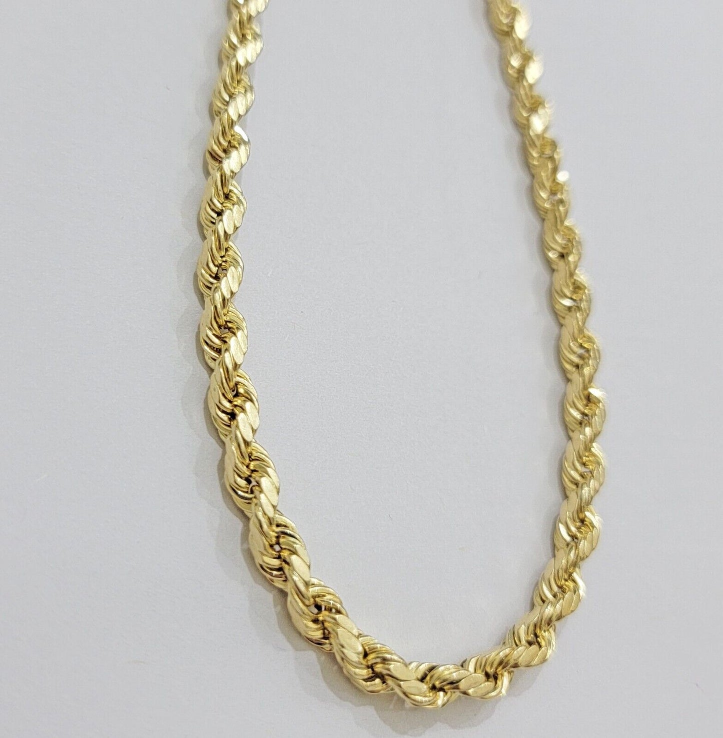 Real 10K Yellow Gold Rope Chain 6mm Necklace 20 in 22 in 24 in 26 in 28 in 30 in - Reva Jeweler