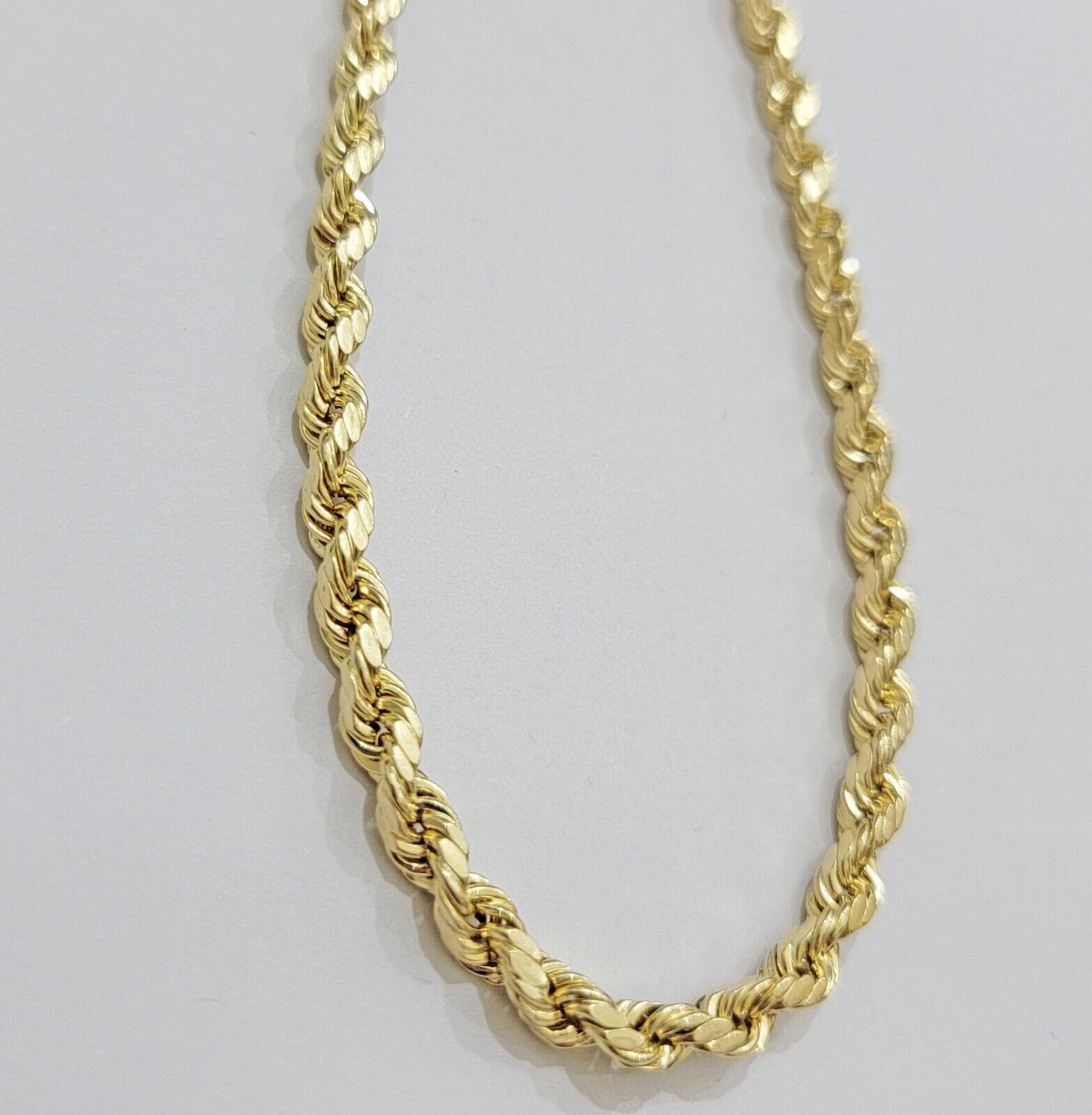 Real 10K Yellow Gold Rope Chain 6mm Necklace 20 in 22 in 24 in 26 in 28 in 30 in - Reva Jeweler