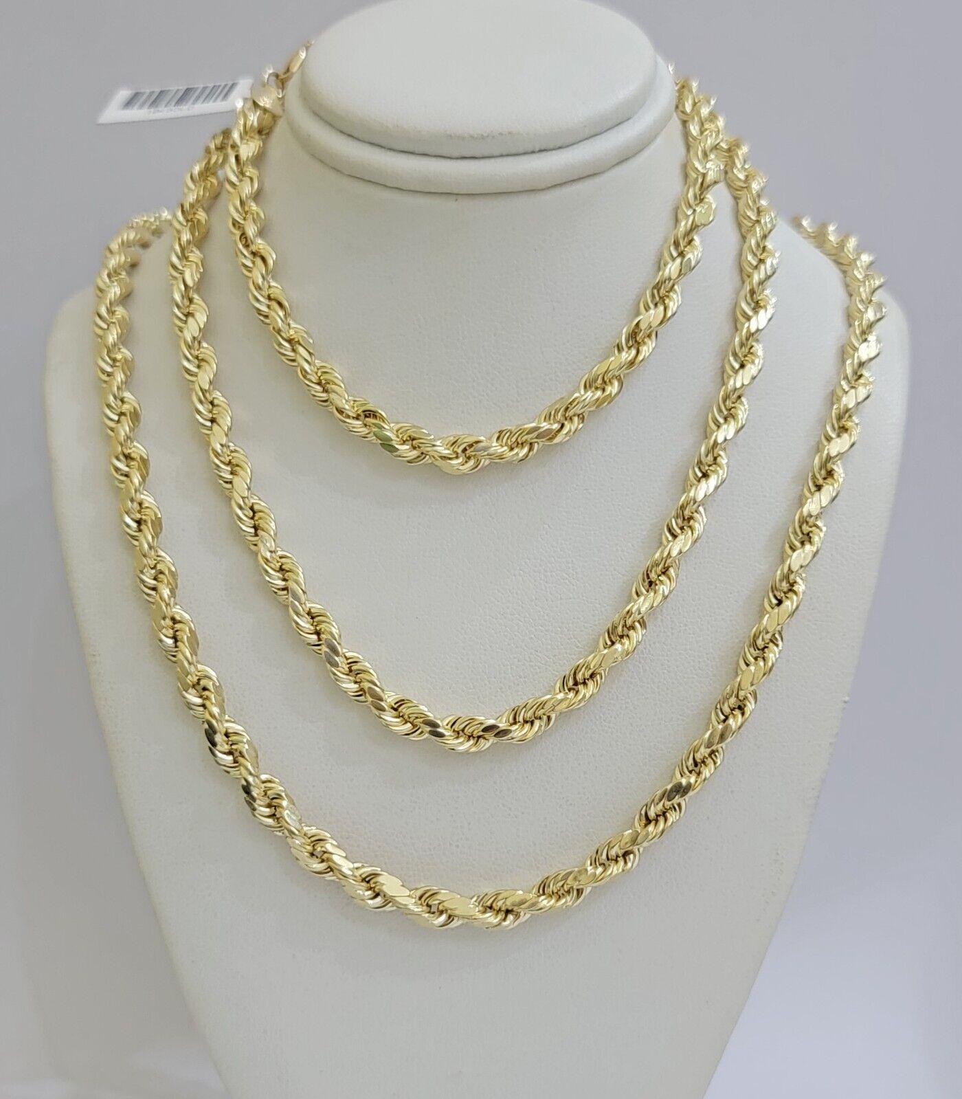 Real 10K Yellow Gold Rope Chain 6mm Necklace 20 in 22 in 24 in 26 in 28 in 30 in - Reva Jeweler