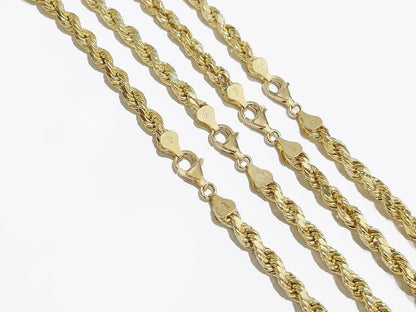Real 10K Yellow Gold Rope Chain 7mm Necklace 18 - 30'' Inches Lobster Lock 10kt - GoldenlinQ