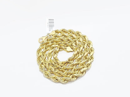 Real 10K Yellow Gold Rope Chain 7mm Necklace 18 - 30'' Inches Lobster Lock 10kt - GoldenlinQ