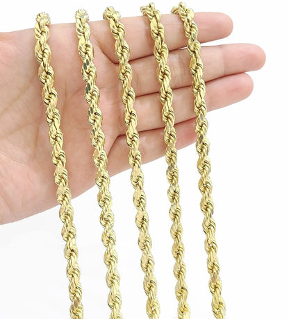Real 10K Yellow Gold Rope Chain 7mm Necklace 18 - 30'' Inches Lobster Lock 10kt - GoldenlinQ