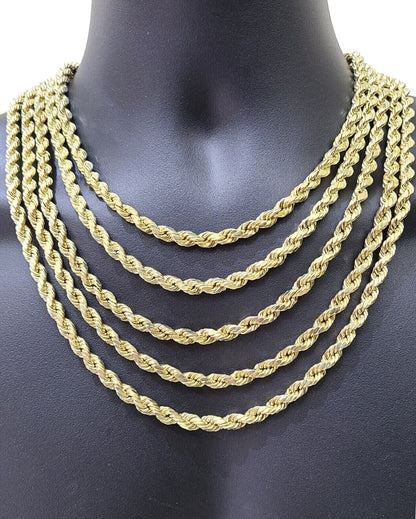 Real 10K Yellow Gold Rope Chain 7mm Necklace 18 - 30'' Inches Lobster Lock 10kt - GoldenlinQ