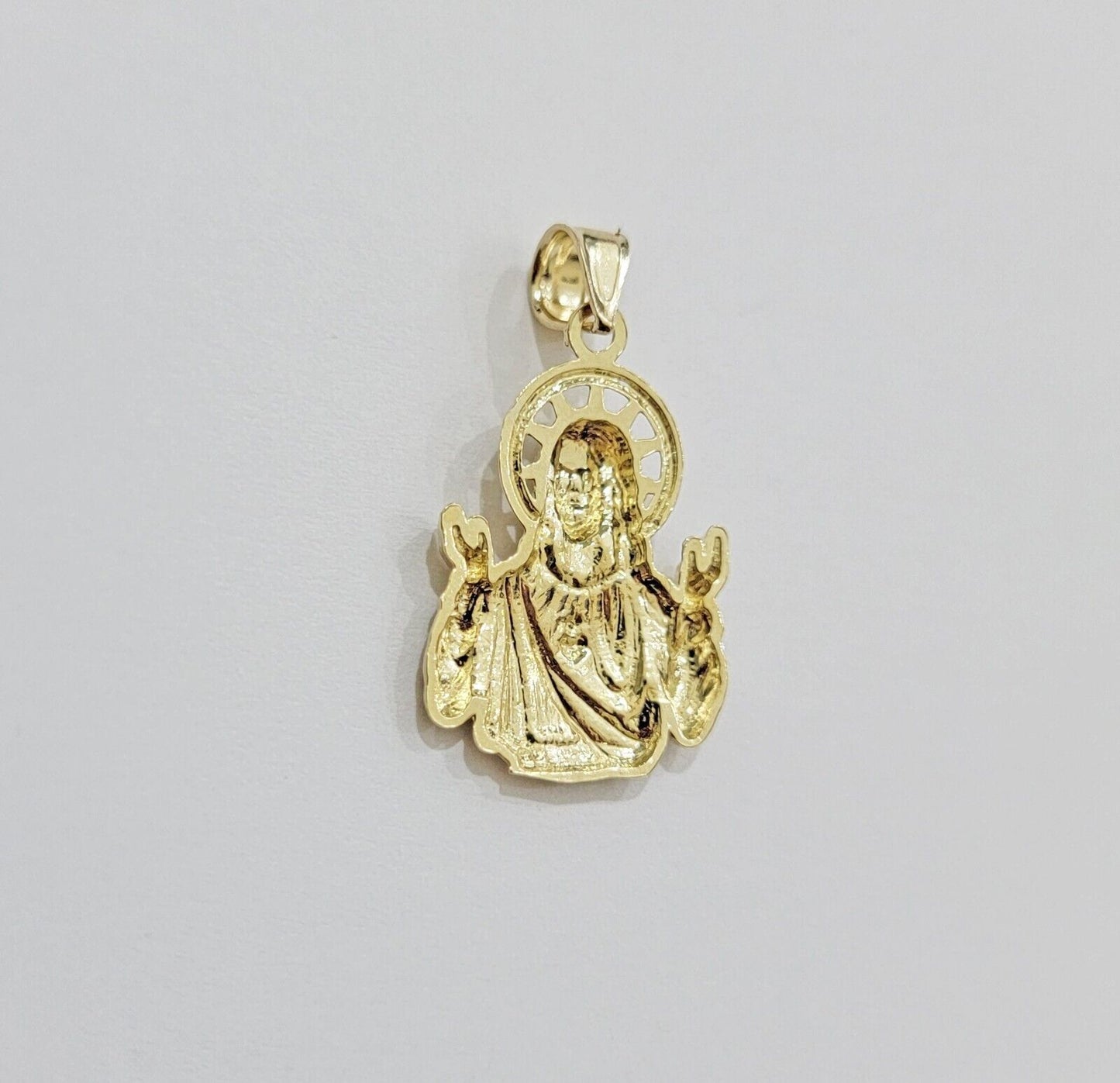 Real 10k Yellow Gold Rope Chain Charm Jesus Head Pendant SET 3mm Necklace - Reva Jeweler