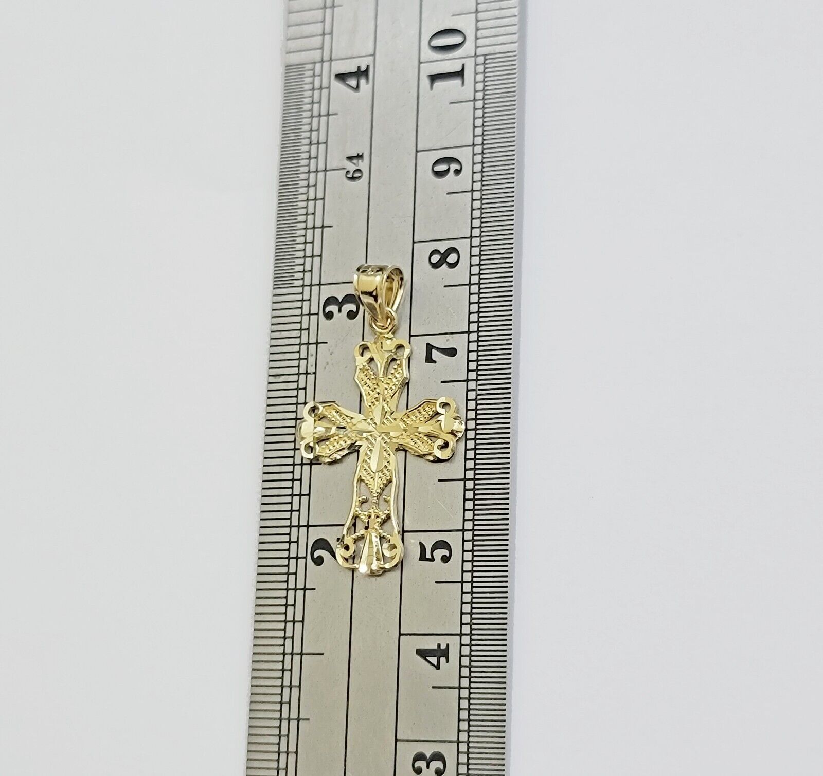 Real 10k Yellow Gold Rope Chain Cross Charm Pendant SET 3mm Necklace 18 - 28 Inch - Reva Jeweler