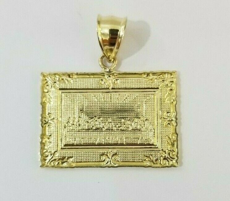 REAL 10k Yellow Gold Rope Chain Last Supper Charm Pendant SET 3mm Necklace 18 - 28 - Reva Jeweler