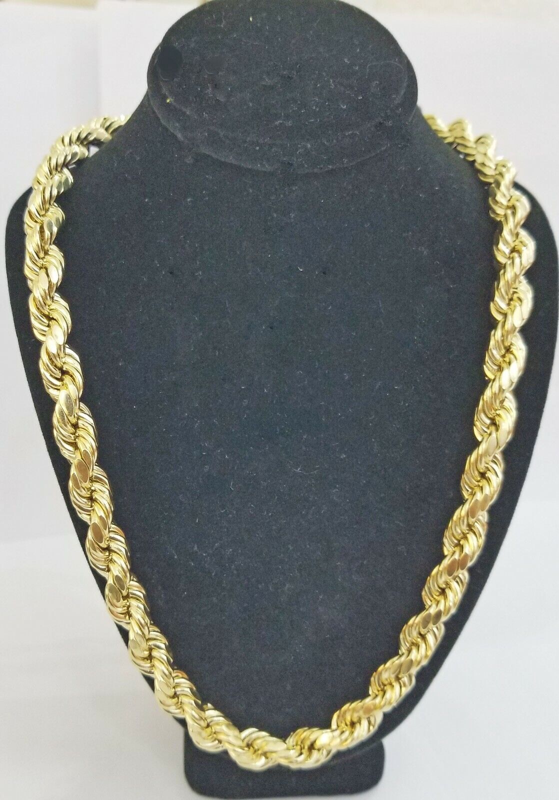 REAL 10k Yellow Gold Rope Chain necklace 10mm 26" Men's thick 10kt diamond cuts - Reva Jeweler