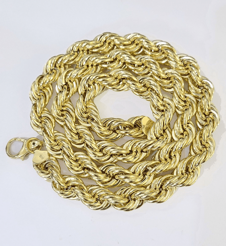 Real 10k yellow Gold Rope chain Necklace 12mm 20" - 30 Inch Mens 10kt DISCOUNT - Reva Jeweler