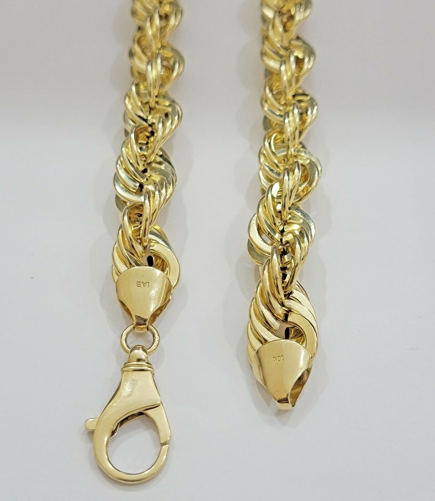 REAL 10K Yellow Gold Rope Chain Necklace 15 MM Thick 26" Diamond Cut 10kt MEN'S - Reva Jeweler