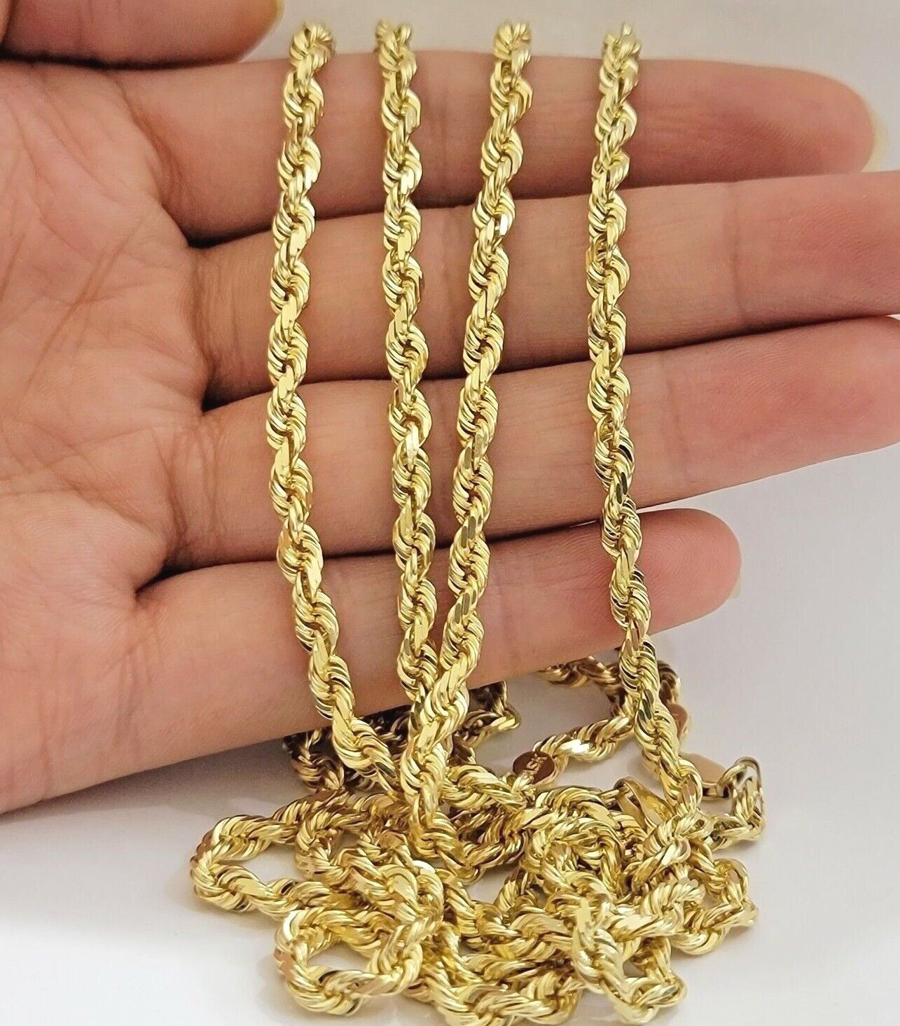 Real 10k Yellow Gold Rope Chain necklace 18 inch - 28 inch SOLID 4mm Mens Women - Reva Jeweler