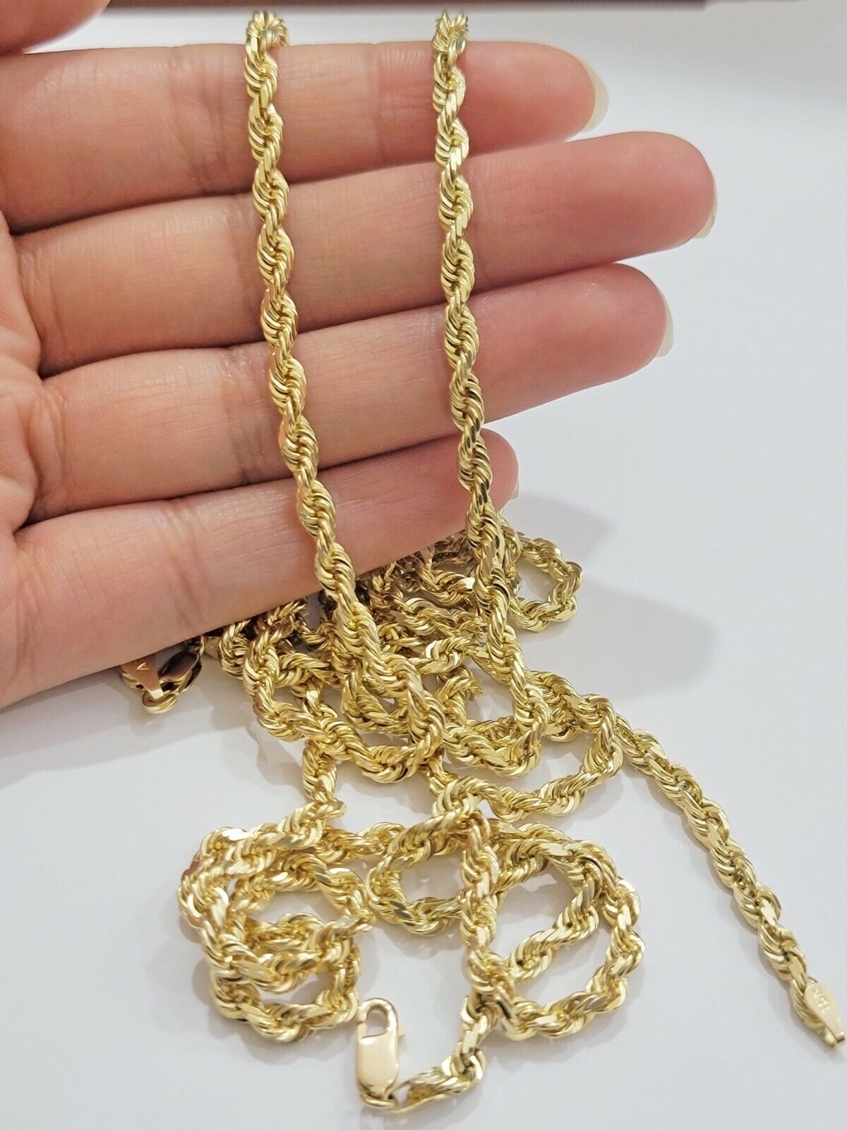 Real 10k Yellow Gold Rope Chain necklace 18 inch - 28 inch SOLID 4mm Mens Women - Reva Jeweler