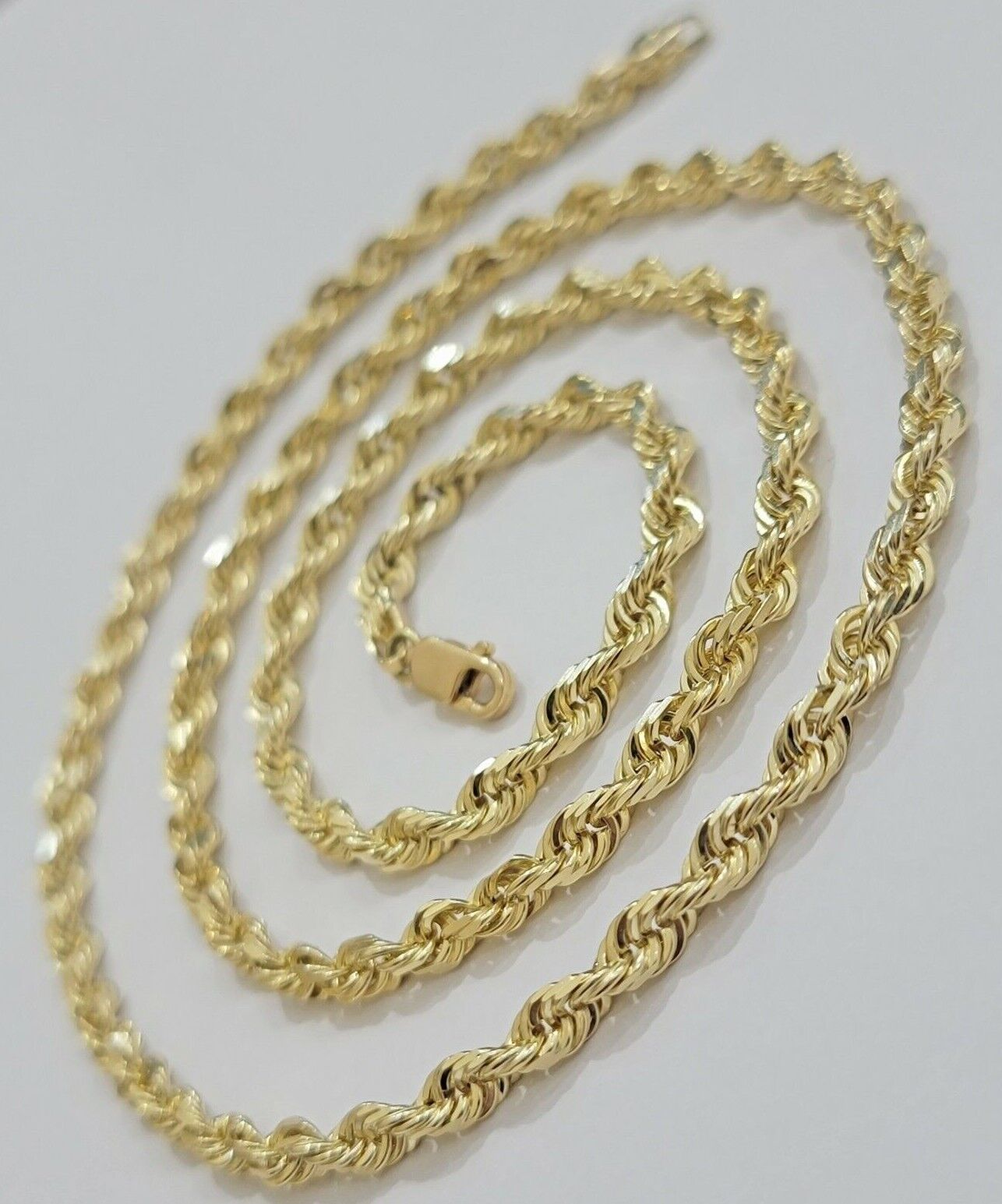 Real 10k Yellow Gold Rope Chain necklace 18 inch - 28 inch SOLID 4mm Mens Women - Reva Jeweler